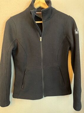 Spyder Women's Black Full-Zip Knit Utility Jacket